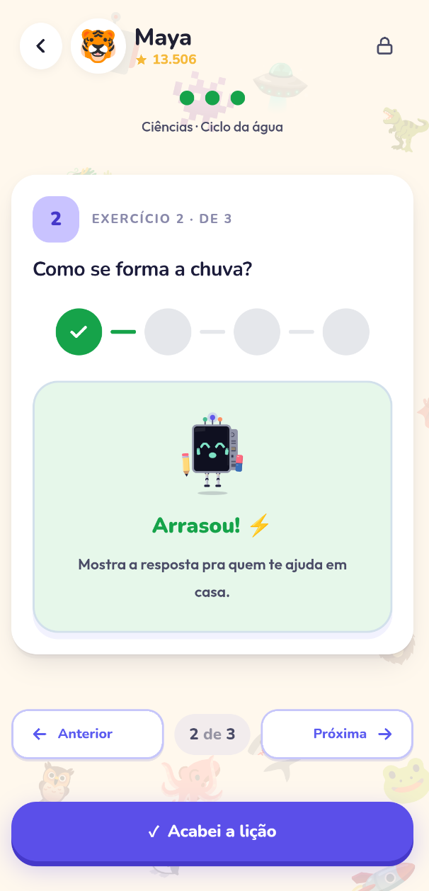 Modo Nino — mostra a resposta pra quem ajuda em casa